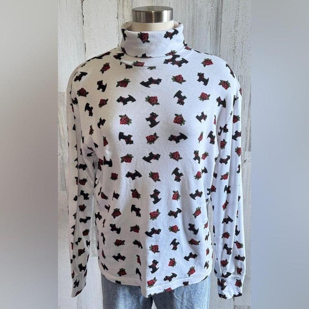 Vintage Christmas‎ Turtleneck scottie dog Shirt – Size XL Holiday